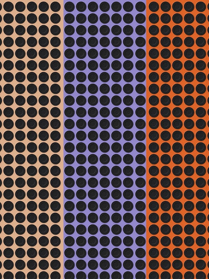 3d Circle Pattern on Tumbleweed, Ube, Vivid Red-Tangelo Colors