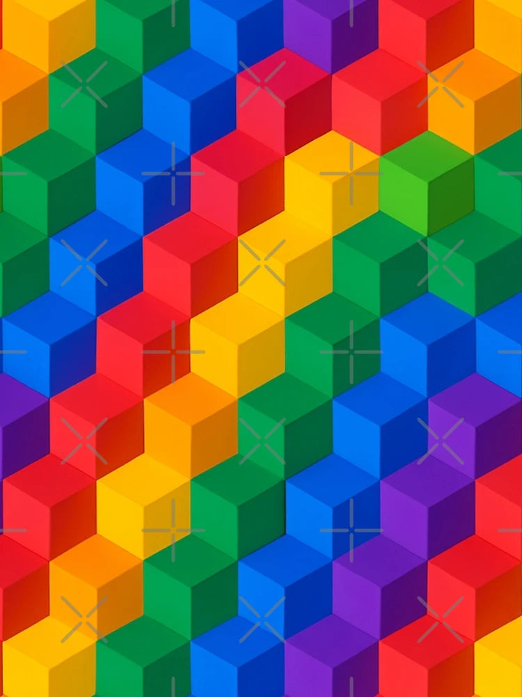 3D Illusion Cubes - rainbow color