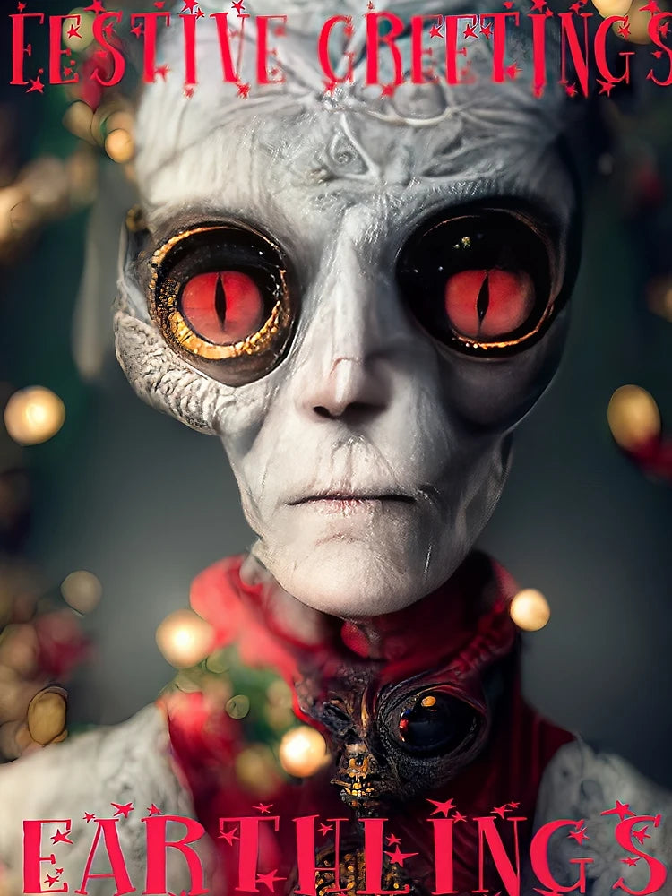 A fun Alien greetings Christmas card for Earthling's