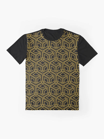3D Effect Geometric Pattern - Gold Abstract Cubes