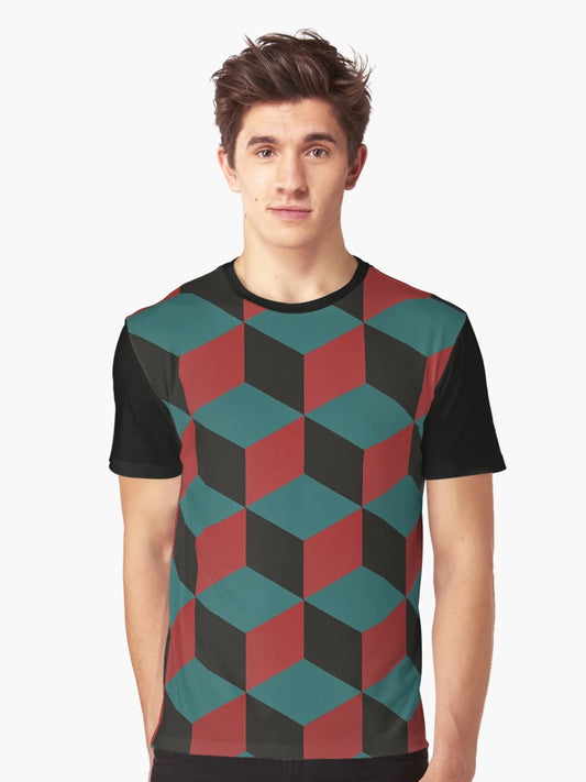3D Illusion Cubes - Teal, Black, Red