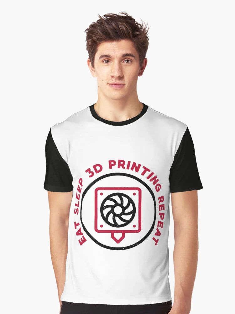 Eat Sleep 3D Printing Repeat round distressed Design