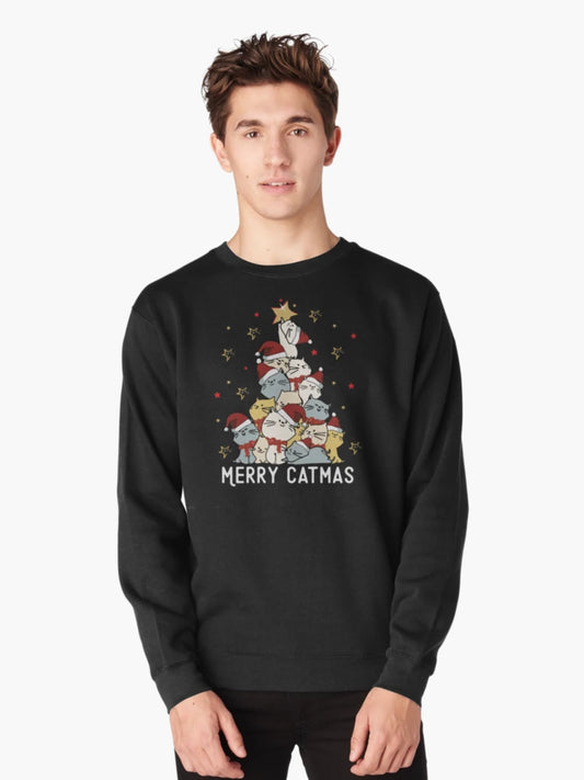 Merry Catmas Christmas Tree Cat Mountain Cute Cats in Santa hat