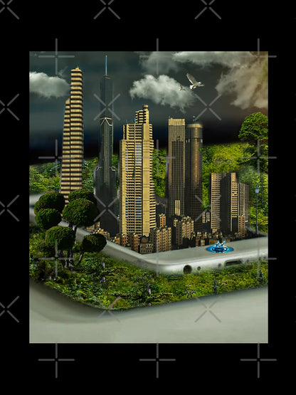 3D Green City Phone Photo Manipulation