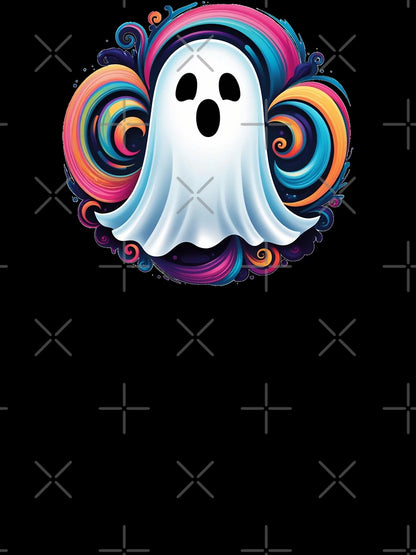 a little ghost with colorful swirls