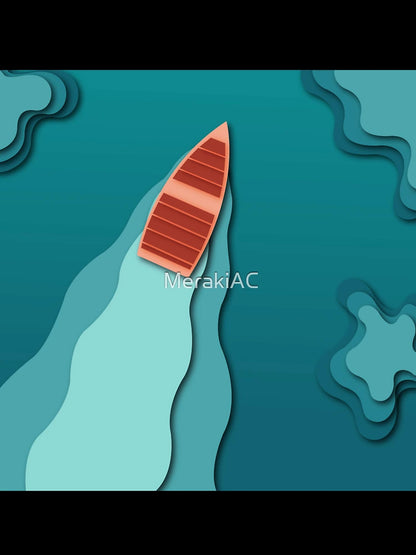 3D illustration Boat on a lake