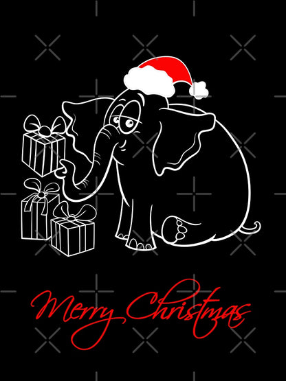 elephant in santa hat