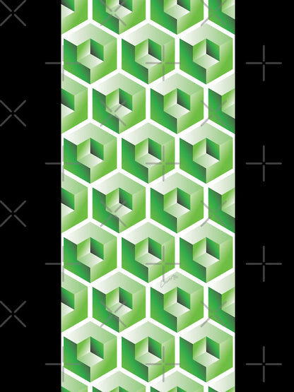 3D GREEN 'CUBE in CUBE' GEOMETRIC PATTERN ILLUSION on White Background (Cube v3 GREEN on WHITE) ©