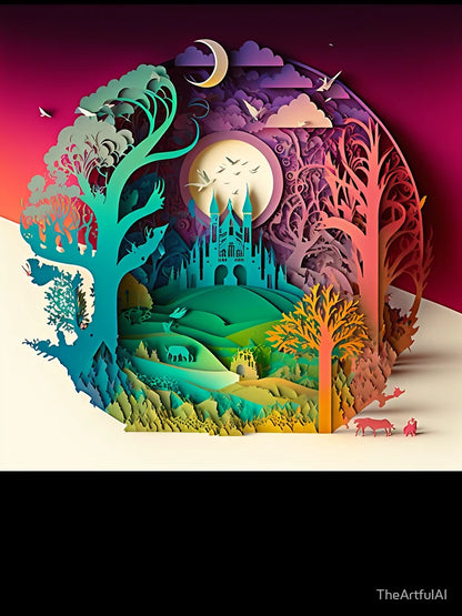3D Effect Papercut Art - Fairytale Scene