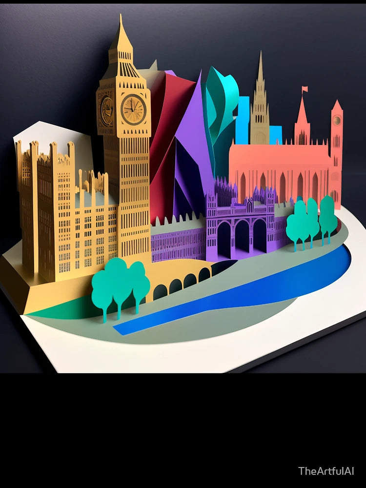 3D Effect Papercut Art - Cityscape Scene