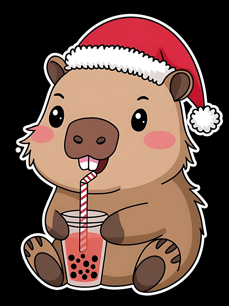 Adorable Capybara with a Christmas hat