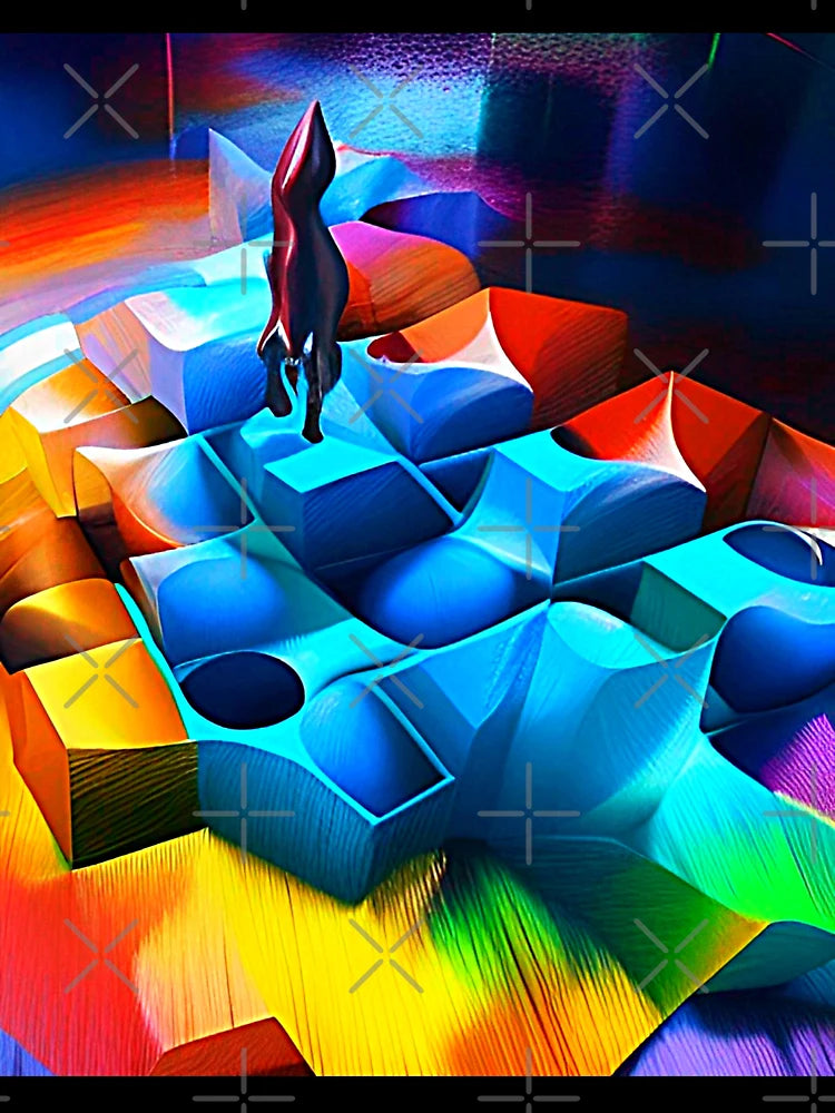 Abstract 3D art. Colorful magical landscape