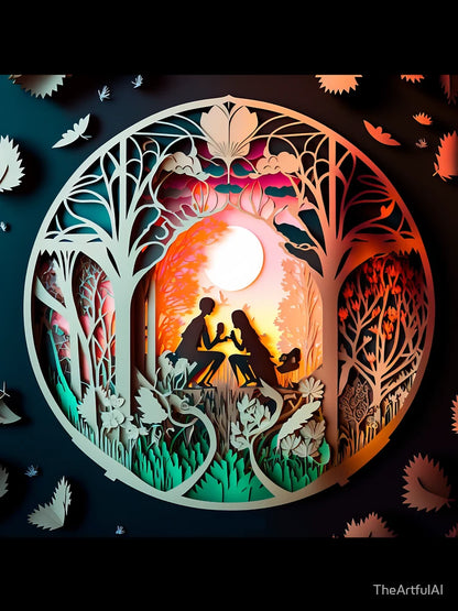 3D Effect Papercut Art - Fairytale Scene