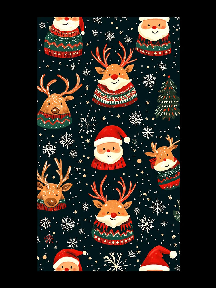 Festive Christmas Pattern with Santa and Reindeer