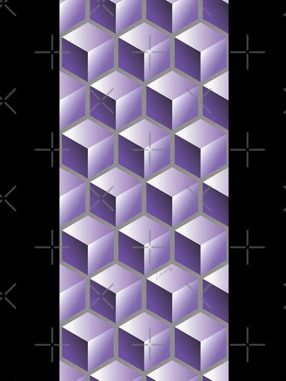 3D PURPLE CUBE GEOMETRIC PATTERN on GRAY Background (v1PURPLE on GRAY) ©