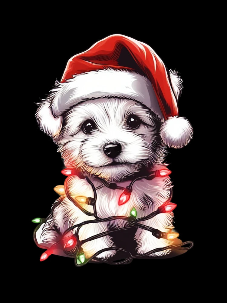 Adorable Dog Christmas Lights Santa Hat