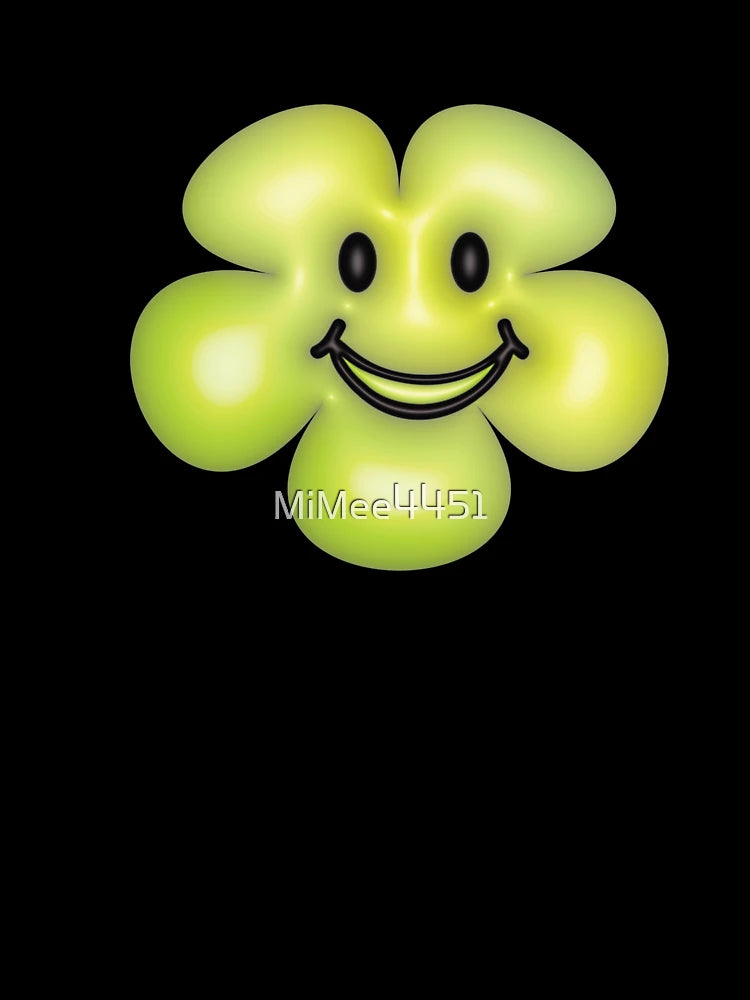 3d green flower smiley face.