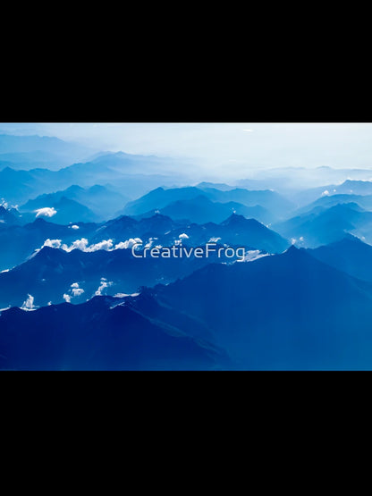 Aerial view of Swiss mountains in blue