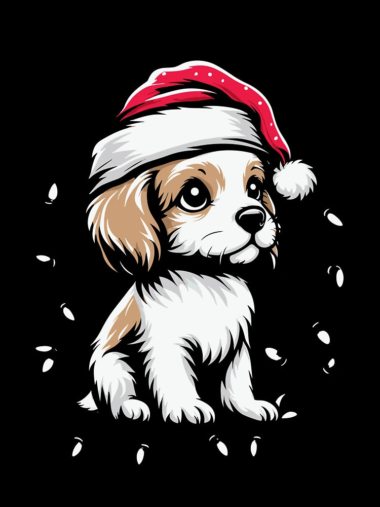 Adorable Dog Christmas Lights Santa Hat