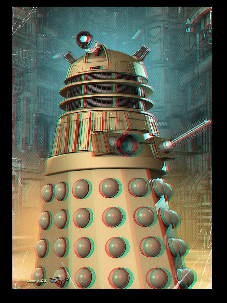 3d Anaglyph pop art illustration of a