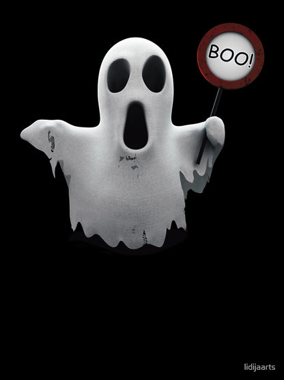 Ghost holding Boo sign!