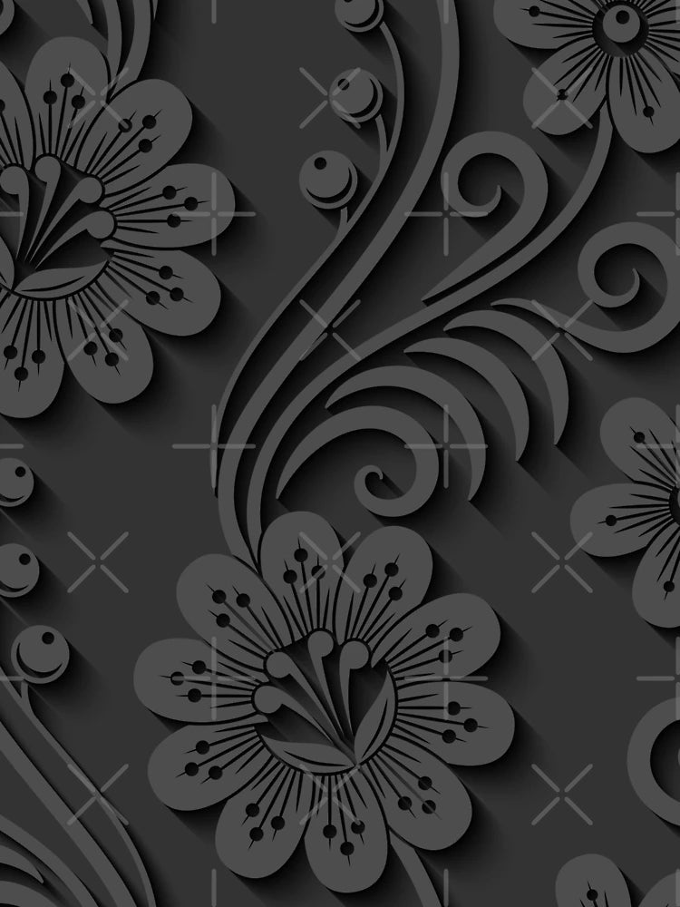 3D Black Floral Elegant Ornament
