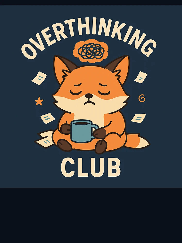 Overthinking Club – Cute Coffee Fox Mental Health Design