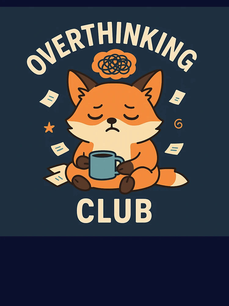 Overthinking Club – Cute Coffee Fox Mental Health Design