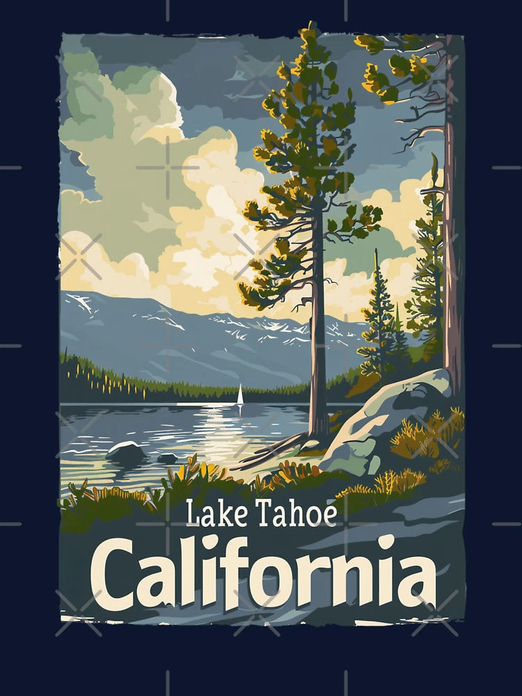 A Vintage Travel Illustration of Lake Tahoe - California