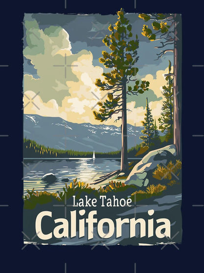 A Vintage Travel Illustration of Lake Tahoe - California