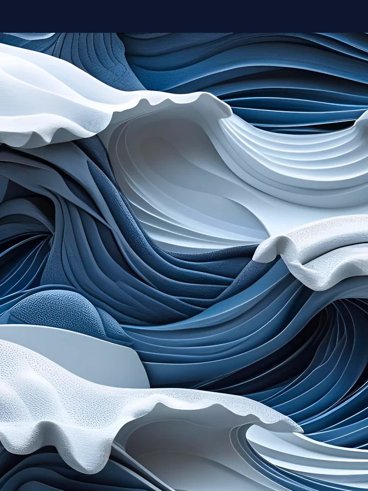 Elegant Blue and Grey Textured Fractal Wave Design