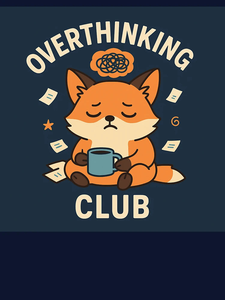 Overthinking Club – Cute Coffee Fox Mental Health Design