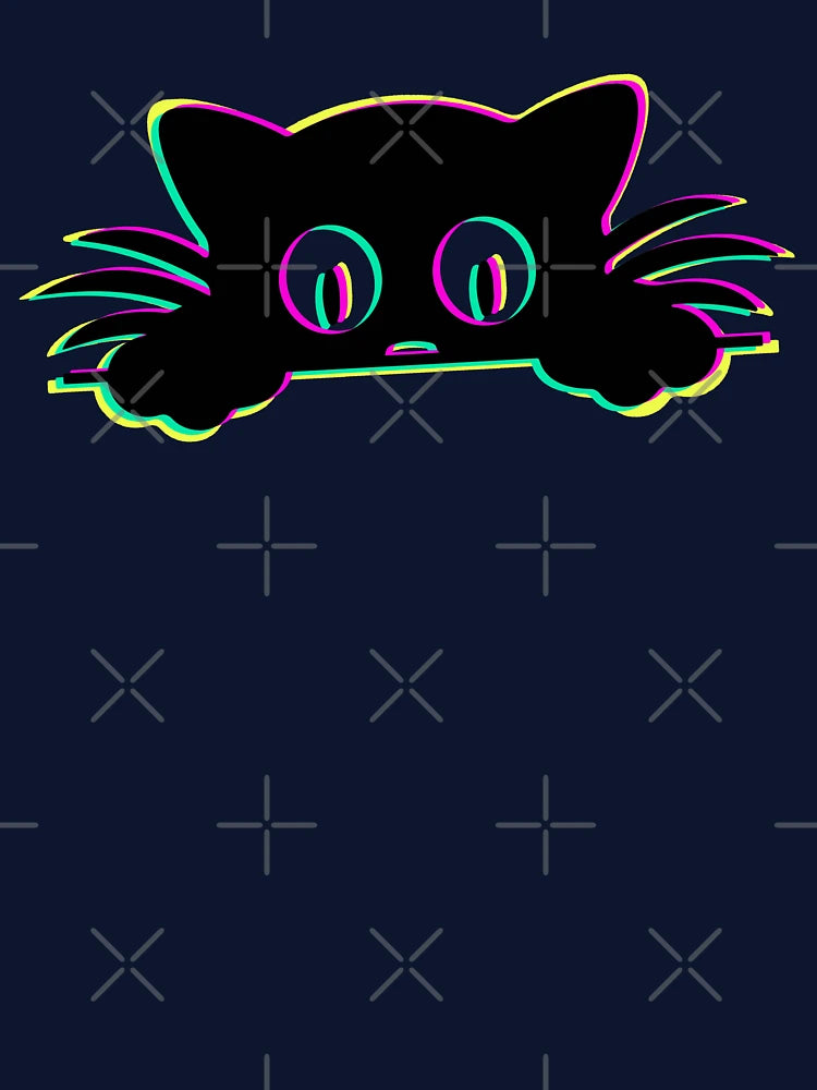 3D Spooky Cat. Holo glitch effect