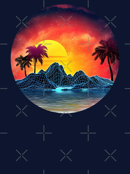 80s retro aesthetic vaporwave sunset