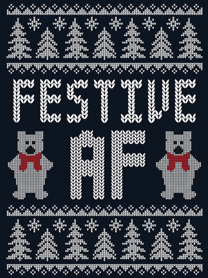Festive AF - Funny Ugly Christmas Sweater - Polar Bears