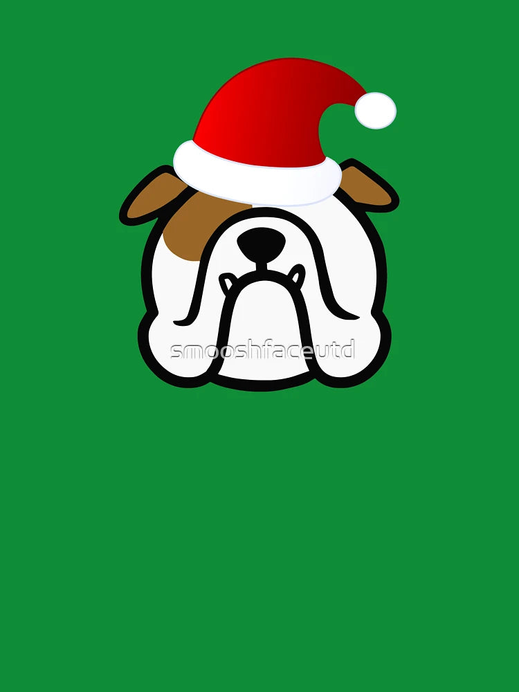 English Bulldog Santa - Bully Santa sticker - Bulldog gifts - Christmas Bulldogs