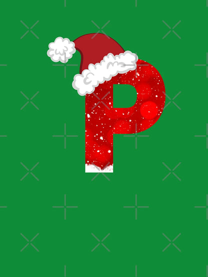 nowy Letter P with Santa Hat