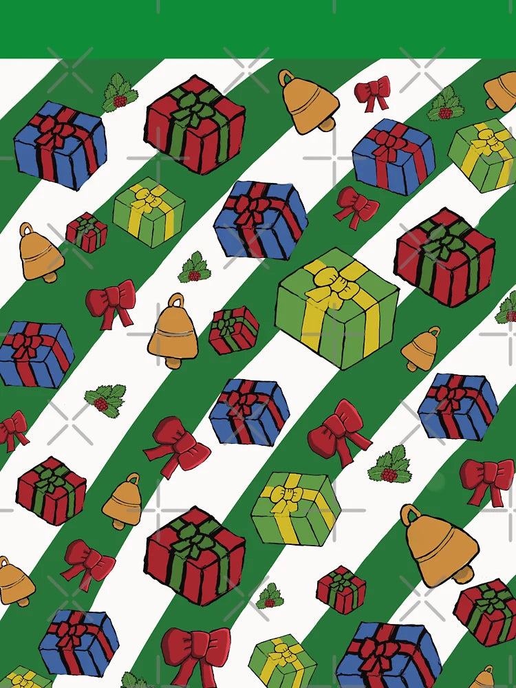 Festive Christmas Pattern - Gifts - green stripes