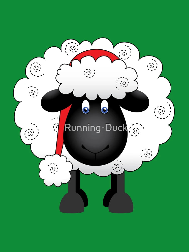 Festive Christmas Shelby Sheep Green Background
