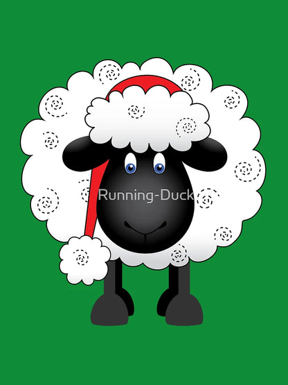Festive Christmas Shelby Sheep Green Background