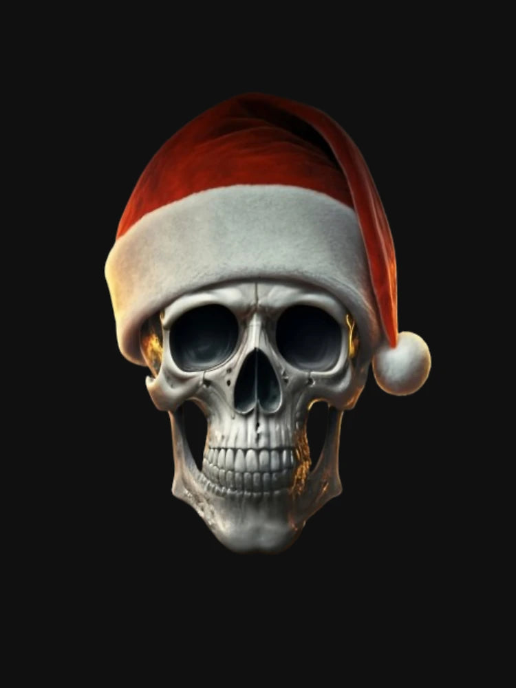 A Skull With Santa's Hat
