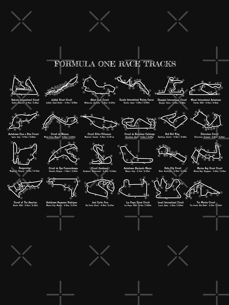 F1 Race Tracks  (White Stencil-No Background)