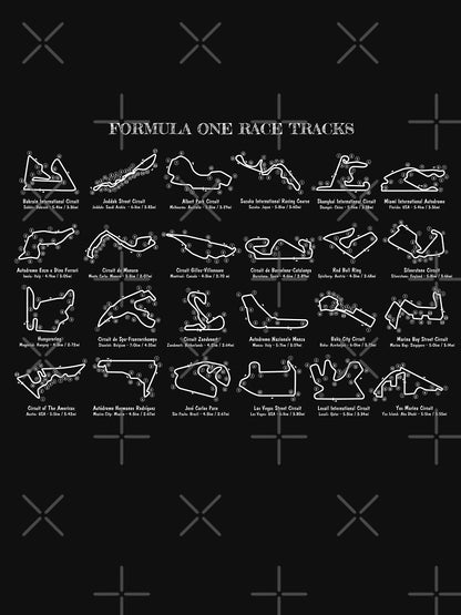 F1 Race Tracks  (White Stencil-No Background)