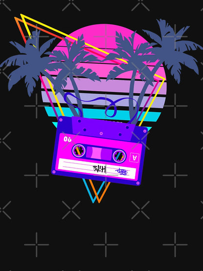90s Vaporwave Sunset Cassette Tape in Outrun Synthwave style design