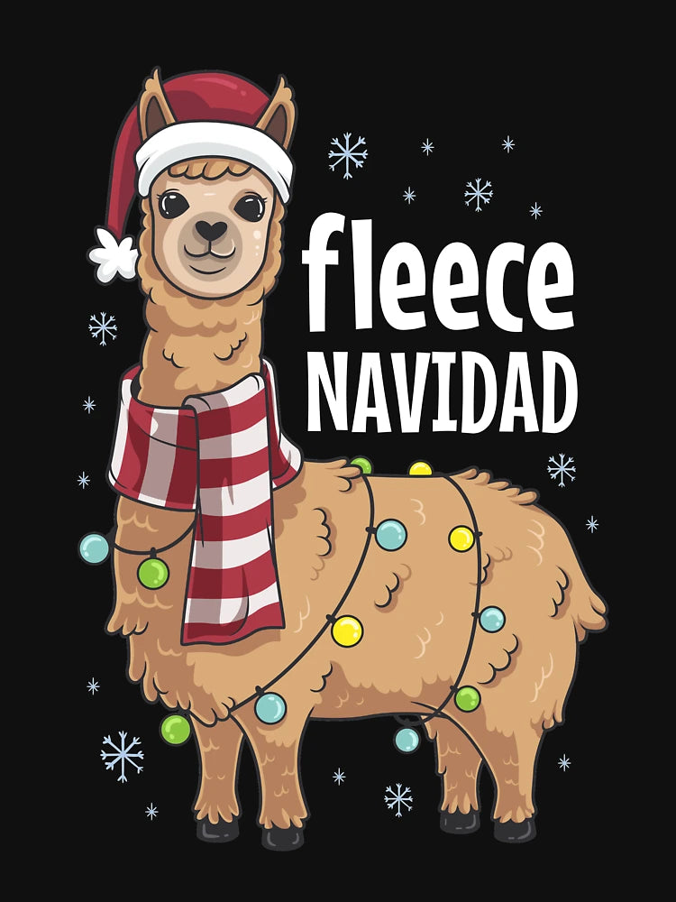 Feliz Navidad Llama Fleece Funny Christmas Lights
