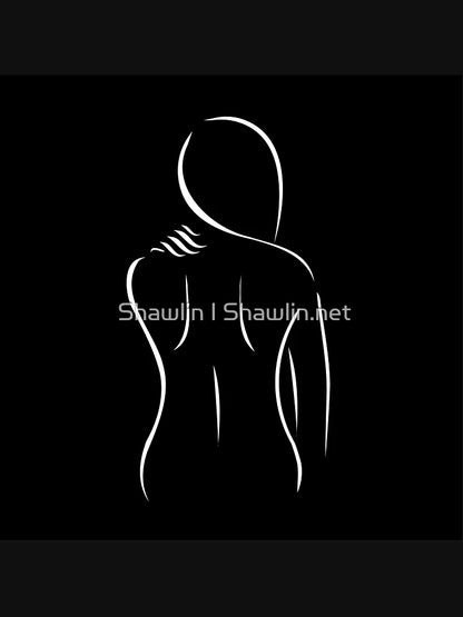 Abstract drawing of a woman touching her shoulder