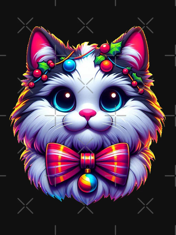 Festive Feline Adorable Christmas Cat with Bow Tie