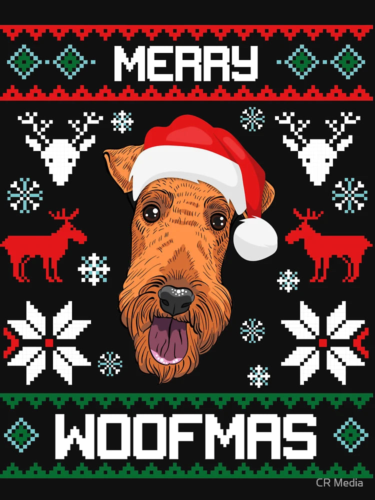 Airedale Terrier Merry Woofmas Christmas Dog Gift