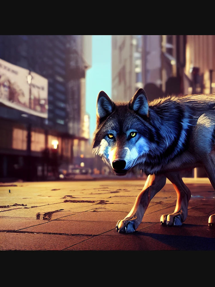 A lone wolf in the city.