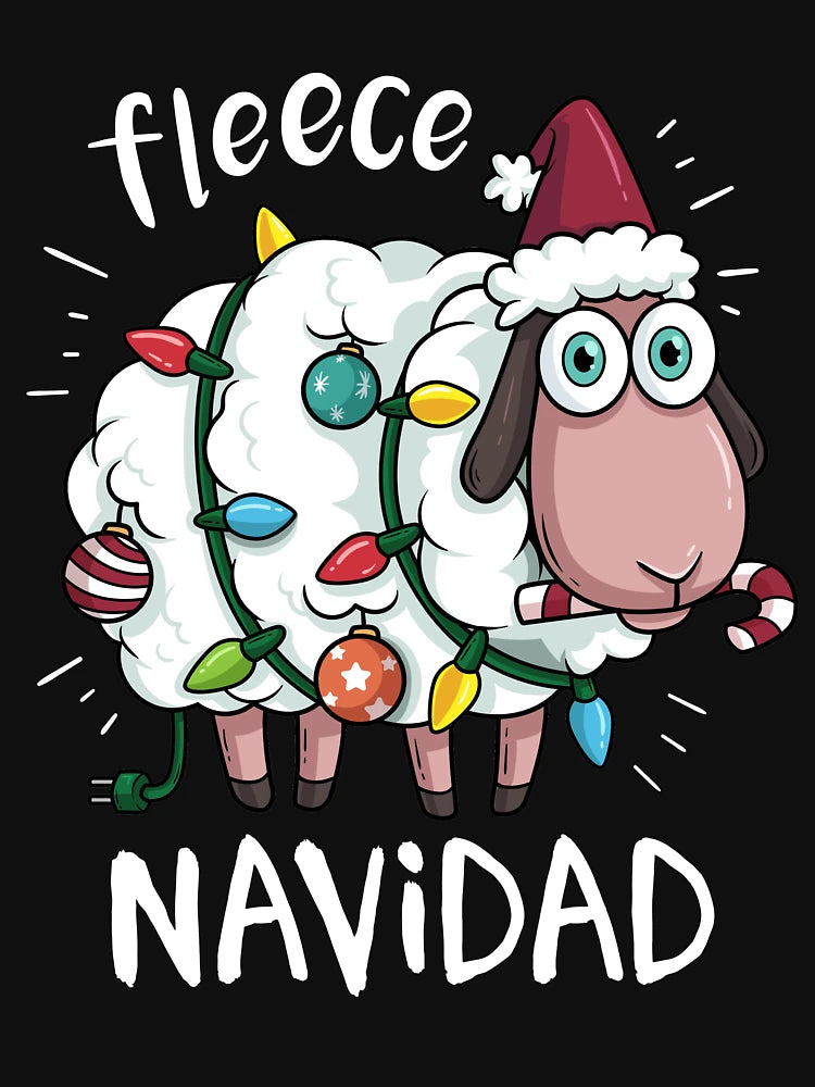 Feliz Navidad Sheep Fleece Funny Christmas Lights